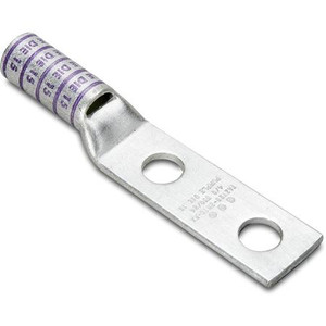 BURNDY 2 Hole/W/InspWindow, 4/0 AWG Code, 200 Navy, 600 V-35 kV, 3/8" Stud, 1.00" Spacing, Lng bbl, Purple