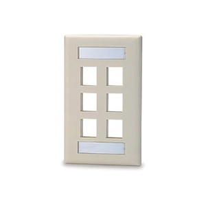 SIGNAMAX 6-Port Single-Gang Keystone Faceplate w/Labeling Windows, White