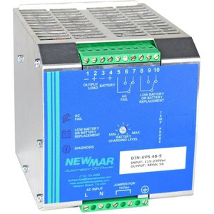 NEWMAR 48VDC 5 Amp power system. Power supply battery charging and status monitoring. DIN mount.