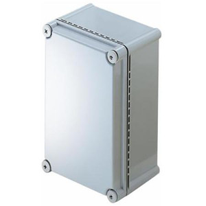 BUD INDUSTRIES ABS/PC blended plastic enclosures are molded out of light gray material with UL94-5VA flammability rating.