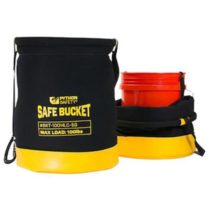CAPITAL SAFETY 100 lb Canvas safe bucket with hook and loop closure system. Includes puncture resistant plating sewn into the base.