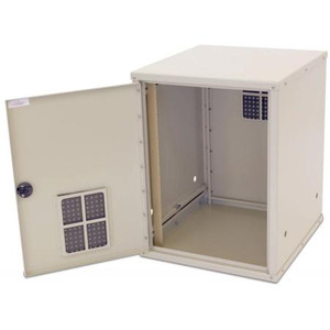 DDB UNLIMITED 30 1/8"Wx23 1/4"Wx25 1/8"D Indoor aluminum base station cabinet. Ventilation screened filter, adjustable siding rails, locks. Cream.