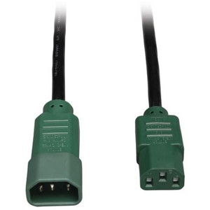 TRIPP LITE 4' AC Power Cord, C14 to C13, Green.
