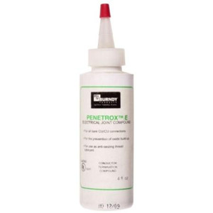 BURNDY "PENETROX E" oxide inhibiting joint compound.Copper granules suspended in a synthetic base that will work with rubber/polyethylene insulators. 8 oz.