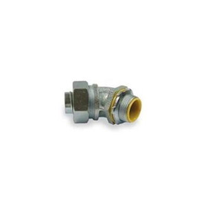 RACO 1" 45 Degree liquidtight connector for flexible metal conduit. Fully insulated and contructed of malleable iron.