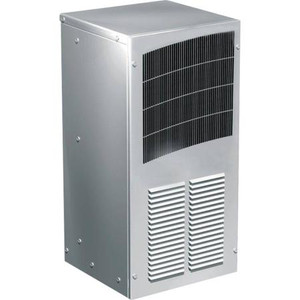 DDB 2000 BTU Pentair Sealed Enclosure Cooling Air Conditioner.110/60 Volts/Hz. 7 max amps 131F max temp includes Heater Light gray galvanized sheet metal.