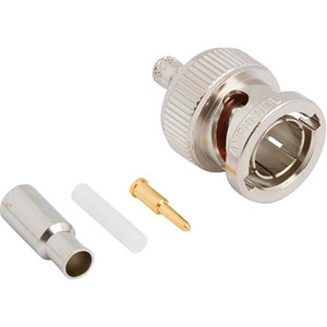 AMPHENOL RF BNC male connector, 75 Ohm, solder pin, crimp body. Hex crimp size .178". For RG-179/U and RG-187A/U.