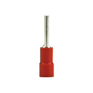 3M Red, nylon-insulated pin terminal for #22-18 AWG wire. Butted-seam barrel ensures a secure fit and offers reliable performance.