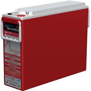 NORTHSTAR 12VDC 100Ah sealed lead acid RED High Temp battery with connectors and flame retardant case. M8 female terminals. Front terminal.