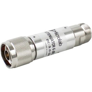MICROLAB DC to 3.0 GHz Fixed Attenuator- AM Series. 2W Av. /500W Peak Power. 30dB nominal attenuation. NM to NF connectors