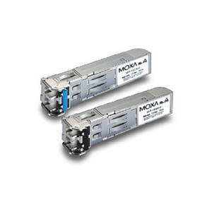 MOXA SFP fiber transceiver module with 1000Base WDM, type A, LC connector. 40 km, TX 1550 nm, RX 1310 nm, 0-60C operating temp.