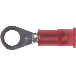 3M Nylon Insulated Ring Terminal with insulated grip. For wire sizes 12-10 ga and #10 size stud or screw. 100 Per box.