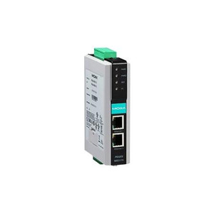 MOXA 1 port RS-232/422/485 advanced Modbus TCP to serial communication gateway. -40 to 75C wide operating temperature.
