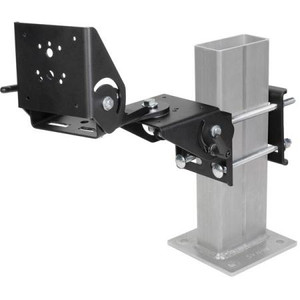 GAMBER JOHNSON Dual Clam Shell with Arm and Small Plate. Attaches to rectangular forklift support braces 1.5" to 2.5" wide. Black powdercoat Finish.