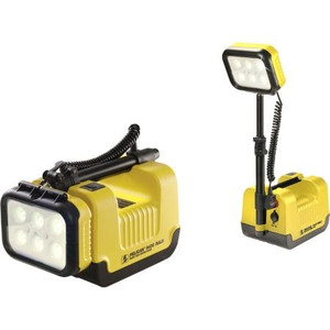 PELICAN 9430 Remote Area Lighting System gives 7 hours light from fully charged battery.Mast extends 32" and beacon rotates through 180 deg. Weight 22lbs.