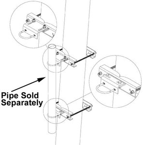 SABRE Universal Pipe Mount kit. Mounts 2-3/8" to 4-1/2" pipe to 5-3/4" to 10-3/4 OD legs or 5"x5" to 8"x8" angle legs.