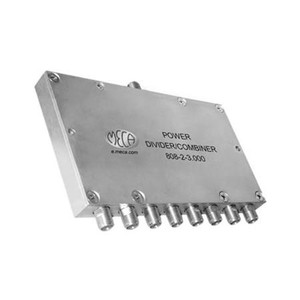 MECA 2.0-4.0 GHz eight-way power divider. 20 watts. 1.30 typical VSWR. 20dB min. isolation between ports. SMA - Female connectors.