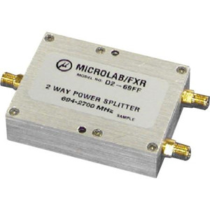 MICROLAB/FXR 694-2700 Wilkinson 2-way power splitter. 20dB isolation .4dB insertion loss, 10W avg. SMA female connectors.