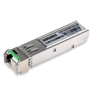 SIGNAMAX 1.25 Gbps WDM fiber SFP, singlemode LC Simplex. GigE 20K distance over 1550nm, 1310nm receive wavelength.