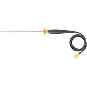 FLUKE SureGrip immersion temperature probe for liquid and gels. Used with instruments accepting K thermocouples and with a mini connector port