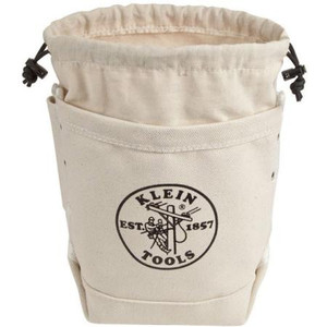 KLEIN TOOLS Extra Tall Top Closing Bolt Bag. 12" H and 9" W Drawstring closure.