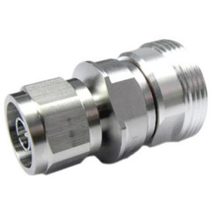 COMMSCOPE straight Coax Adapter. N male to Din female Tri-metal finish to prevent tarnishing. Hex headed.