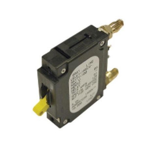 GE Critical Power 30A bullet battery circuit breaker with yellow handle. Alarms on mid-trip and in Off position.