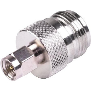 RF INDUSTRIES N female to SMA male straight adapter. Nickel plated body, gold plated contacts. .