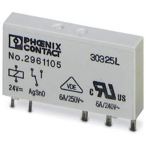 PHOENIX CONTACT Plug-in miniature power relay, with power contact, 1 PDT, input voltage 24 V DC