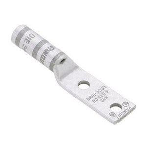 PANDUIT Two-hole long barrel compression lug for #6 AWG flex wire. Slotted 3/8" stud. 63" - .88" Hole spacing.