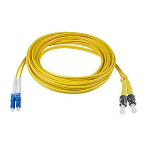 TII TECHNOLOGIES 1 meter single-mode (OS2) duplex riser patch cord with LC/UPC to ST/UPC connectors. Yellow jacket. 2.0 mm diameter.
