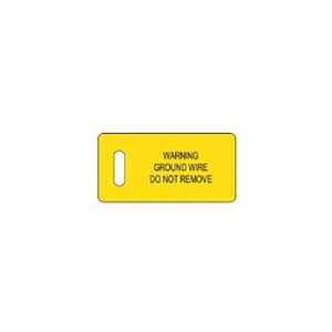 PANDUIT Ground warning tag, 2.75" W x 1.38" H, 'Warning ground wire do not remove' (legend), semi-rigid polyethylene