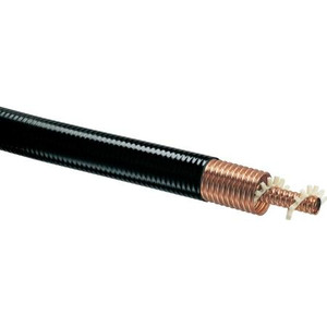 COMMSCOPE HELIAX Standard Air Dielectric Coaxial Cable, corrugated copper, 4 in, black PE jacket.