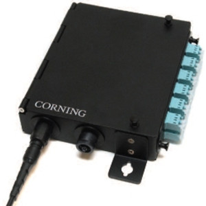 Corning Cable Systems AnyLAN Integrated Single-Panel Wall-Mountable Housing eliminates need for field termination, improving reliability and speed of deployment. 