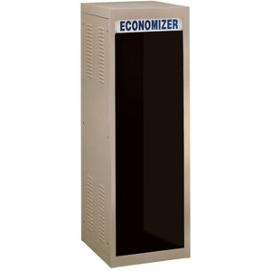 BUD INDUSTRIES "Economizer" ventilated low cost cabinet rack. 16-gauge steel top and bottom. 19" panel widths, 47.31" door, 42" inside space. Royal blue color