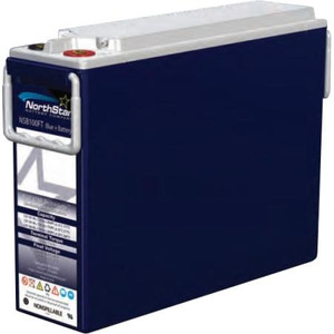 NORTHSTAR 12 VDC 100 Ah sealed lead acid BLUE battery with connectors and flame retardant case. M8 female terminals. Front terminal.