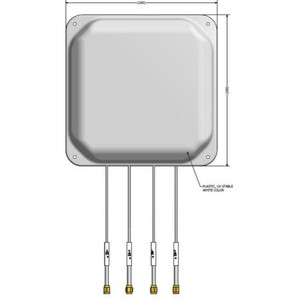 PCTEL Dual Band Sector Flat Panel Antenna. 2.4-2.5/4.9-5.9 GHz. Full band 802.11a/b/g/n MIMO coverage. RPSMA connector. UV protected.