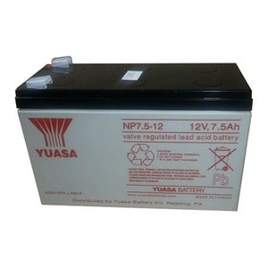 YUASA 12V 7.5 Ah sealed lead acid battery 5.95 x 2.56 x 3.84."