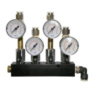 4-Port Manifold with Pressure Gauges For Systems with up to Four Feeder Cables
