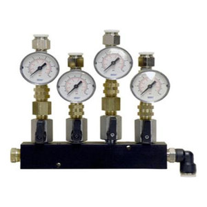 4-Port Manifold with Pressure Gauges & Check Valves For Systems with up to Four Antennas Includes Check Valves to Isolate Each Feeder Cable Not