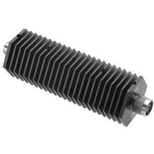 BIRD RF coaxial attenuator. 75 watts, 3dB nominal attenuation. QC type N female and male connectors. NEW HEXAGONAL BODY SHAPE****