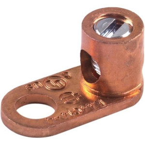 BURNDY mechanical lug. For joining 14-4 gauge cable to equipment pads or terminal blocks. Single 1/4" hole. Made from high copper alloy.