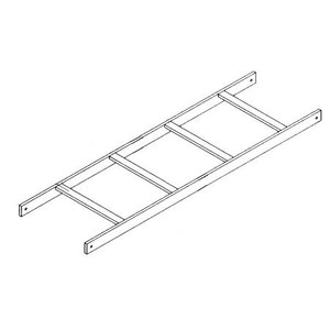 B-LINE BY EATON 10' long x 6" wide cable ladder. 3/8" x 1 1/2" tubular side rails with 9" spacing between rungs. Telephone equipment gray.
