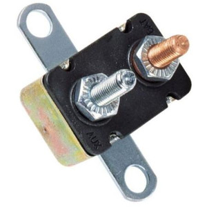 BUSSMAN 30 Ampere Heavy duty Type 1 breaker 12 Volt. Two 10-32 threaded studs and brass-plated battery terminal. Includes small mounting bracket.