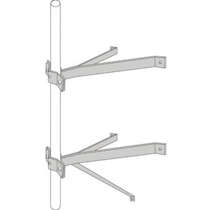 Rohn 24" clearance galvanized wall mount Includes upper and lower bracket. Will support mast up to 2-3/4" O.D. and installs using up to 5/16" bolts.