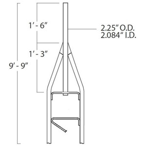 ROHN 25G top section for use with comm- unication antenna. 2.25- OD pipe extends 18" above apex of side rails. 2" O.D. antenna stub will fit inside tube