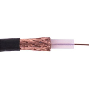 BELDEN RG59/U Jan-C-17A black coaxial cable. 75 ohm, solid center conductor. Polyethylene 95% shield coverage. 66% vel of prop. 1000 foot spool.