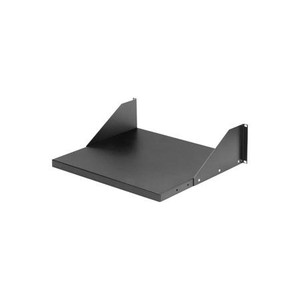 BUD INDUSTRIES Adjustable shelf for 19" rack. Made of 16 gauge steel and are flanged for added support. Black textured. 17 3/16" X 20"
