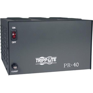 TRIPP LITE power supply. 32 amps continuous. 40 amps ICS. 120 VAC input, 13.8 VDC volts output. 7 3/4"H x 10 1/2"W x 11 1/2"D.