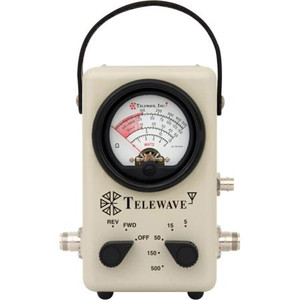 TELEWAVE broadband 2-200 MHz wattmeter with RF tap. Requires no elements or bandswitching. Five power ranges. 40dB sampling port. N female connectors.
